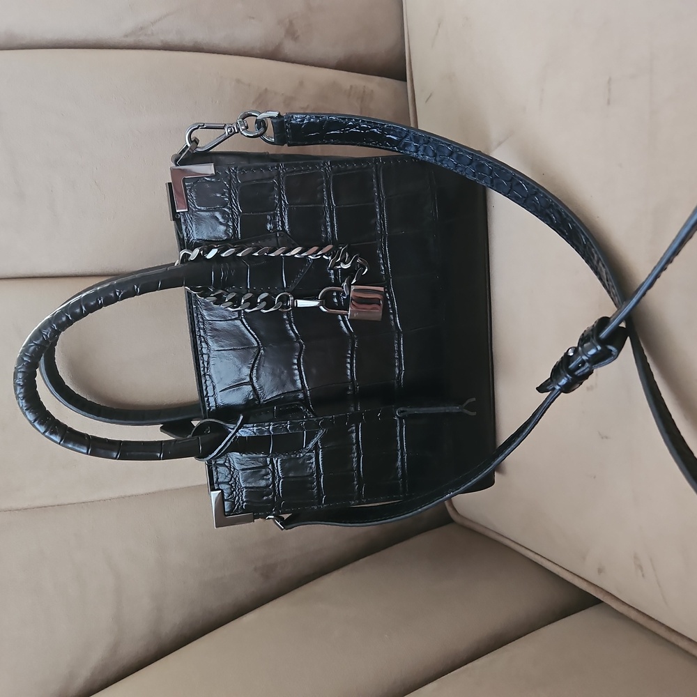 Ming crocodile effect bag in black leather - Picture 7 of 9